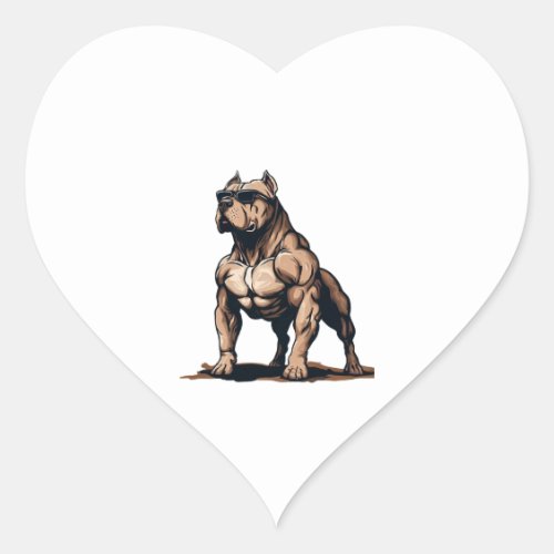 Pitbull The BodyBuilder Heart Sticker