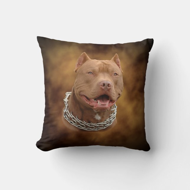 Pitbull Throw Pillow (Front)