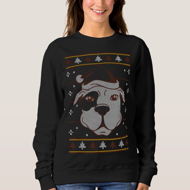 Pitbull Ugly Christmas Funny Dog Lover Owner Xmas  Sweatshirt (Front)