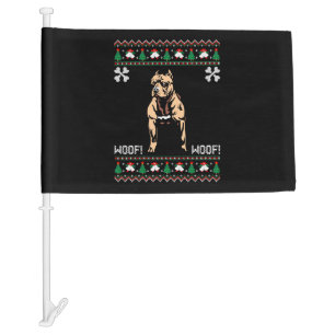 Pitbull Ugly Christmas Sweater Car Flag