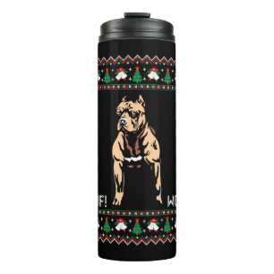 Pitbull Ugly Christmas Sweater Thermal Tumbler