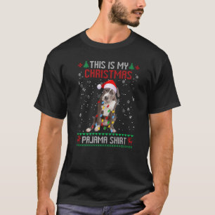 Pitbull Ugly Christmas Tree Lights Family Xmas Dog T-Shirt