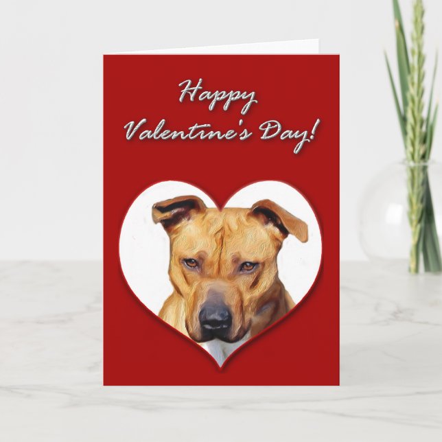 Pitbull Valentines Day Card (Front)
