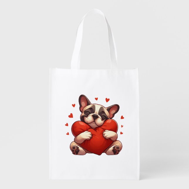 Pitbull Valentine's Day Gifts Grocery Bag (Front)