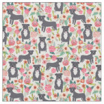 Pitbull vintage florals grey dog cream fabric