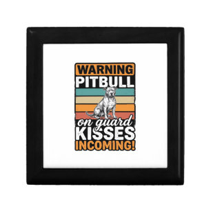 Pitbull Warning Kisses Incoming Vintage Dog Design Gift Box