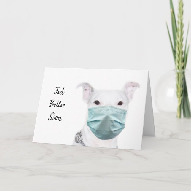 Pitbull wearing face mask card (Front)