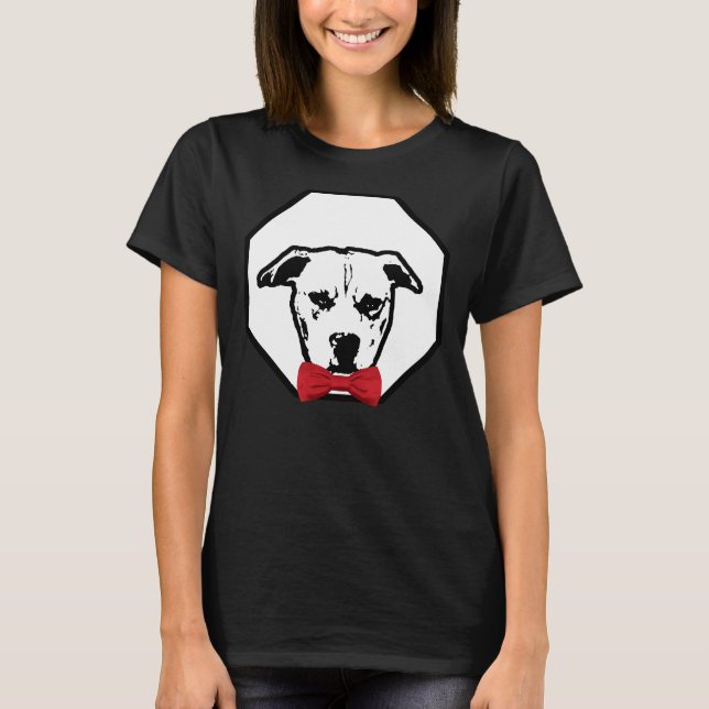 Pitbull Wearing Red Bowtie Handsome Dog Breed T-Shirt (Front)