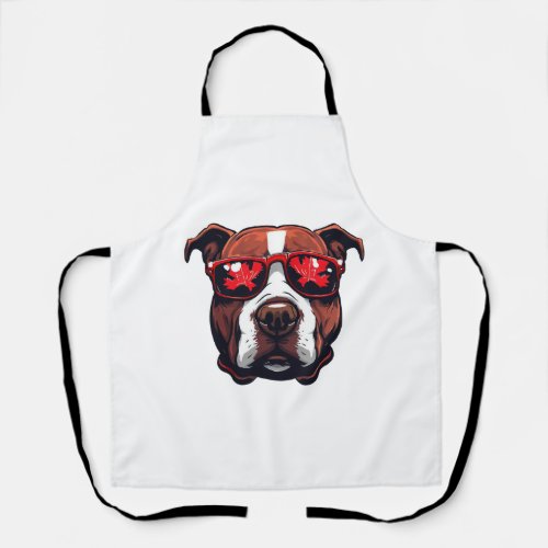 Pitbull Wearing Sunglasses in Canada colors Apron