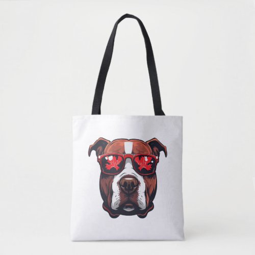 Pitbull Wearing Sunglasses in Canada colors Tote Bag