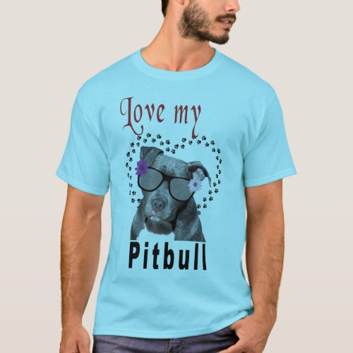 Pitbull Wearing Sunglasses T_Shirt