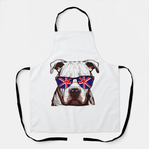 Pitbull Wearing Union Jack Sunglasses Apron