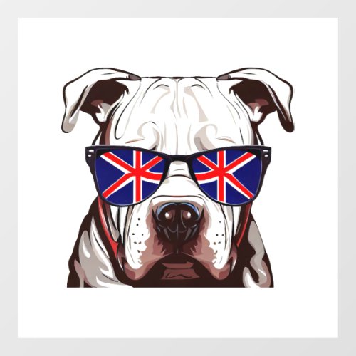 Pitbull Wearing Union Jack Sunglasses Floor Decals