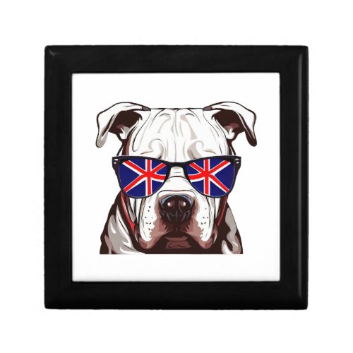 Pitbull Wearing Union Jack Sunglasses Gift Box