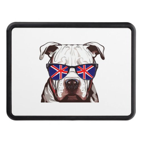 Pitbull Wearing Union Jack Sunglasses Hitch Cover