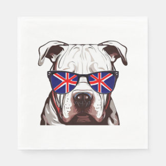 Pitbull Wearing Union Jack Sunglasses Napkins