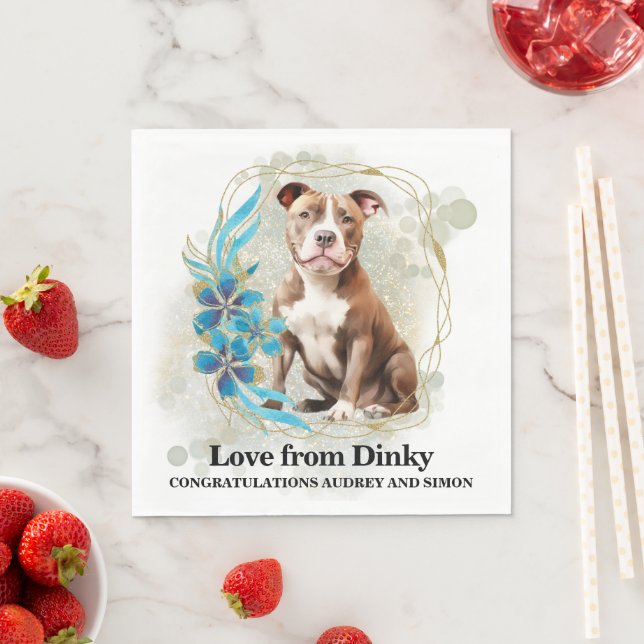 Pitbull Wedding Napkins With Dogs Photo (Insitu)