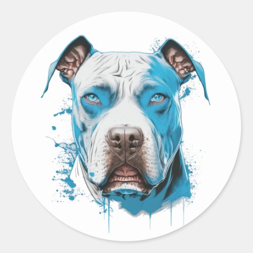 Pitbull with Blue Eyes  Dog Lovers  Classic Round Sticker