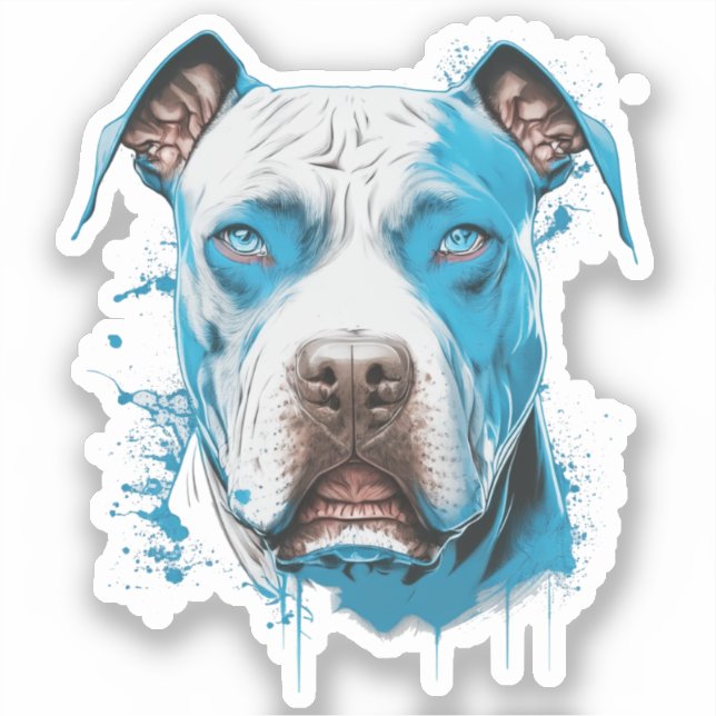 Pitbull with Blue Eyes | Dog Lover's  Sticker (Front)