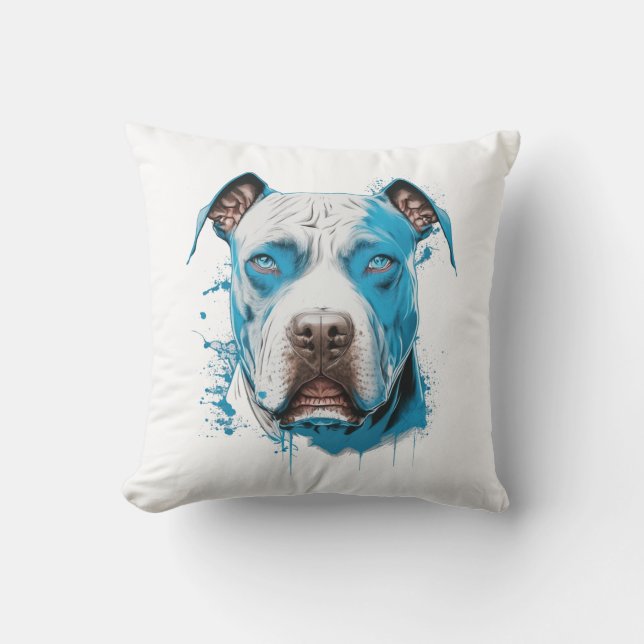 Pitbull with Blue Eyes | Dog Lover's  Throw Pillow (Front)
