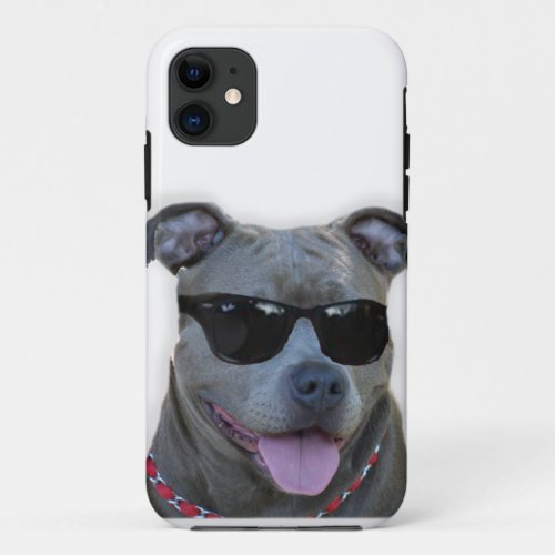 Pitbull with glasses iPhone 11 case
