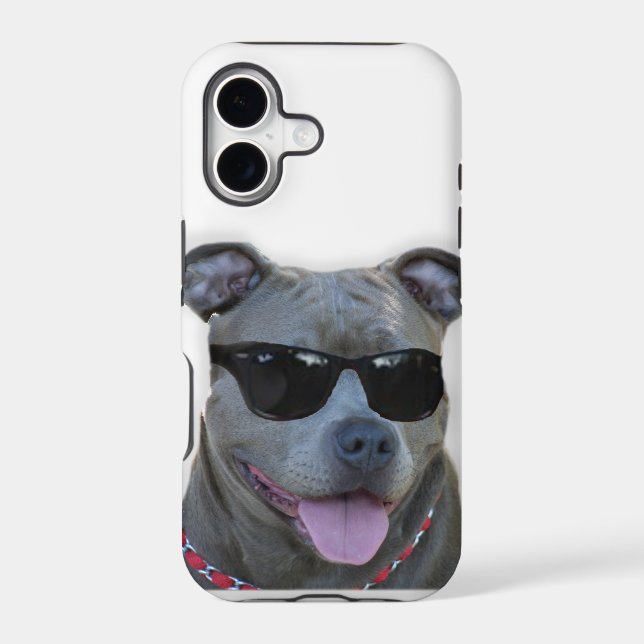 Pitbull with glasses iphone case (Back)