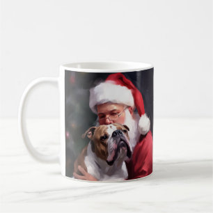 Pitbull With Santa Claus Festive Christmas Coffee Mug