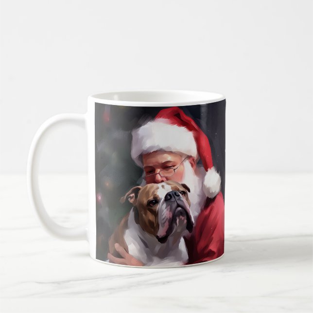 Pitbull With Santa Claus Festive Christmas Coffee Mug (Left)