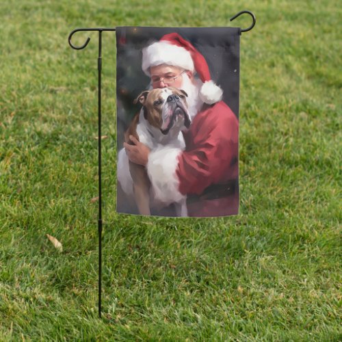 Pitbull With Santa Claus Festive Christmas Garden Flag