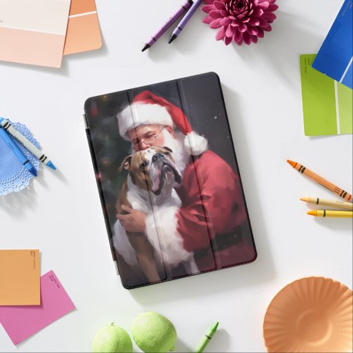 Pitbull With Santa Claus Festive Christmas iPad Air Cover