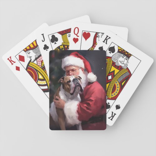 Pitbull With Santa Claus Festive Christmas Poker Cards