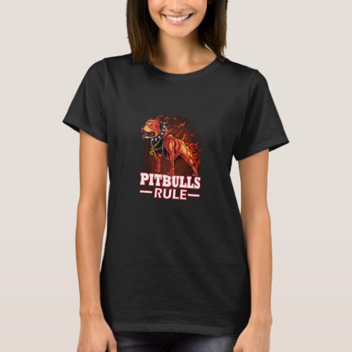 Pitbulls Rule Hell Fire Pitbull Dog    T_Shirt