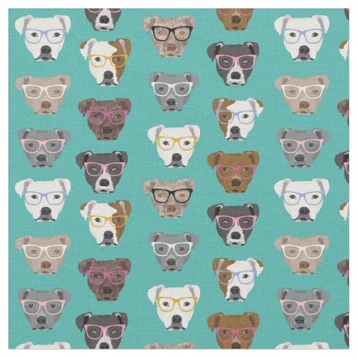 Pitbulls wearing glasses turquoise fabric