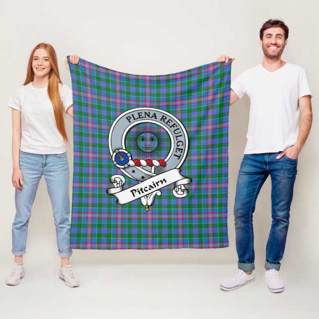 Pitcairn Clan Badge Tartan Plaid Fleece Blanket (In Situ)