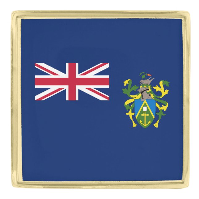Pitcairn Islands Flag Gold Finish Lapel Pin (Front)