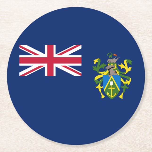 Pitcairn Islands Flag Round Paper Coaster (Front)