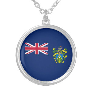 Pitcairn Islands Flag Silver Plated Necklace
