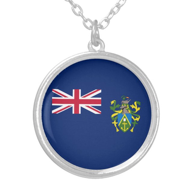 Pitcairn Islands Flag Silver Plated Necklace (Front)