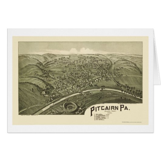 Pitcairn, PA Panoramic Map - 1901 Cards (Front Horizontal)