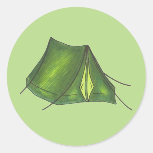 Pitch a Tent Summer Camp Camping Hiking Green Classic Round Sticker