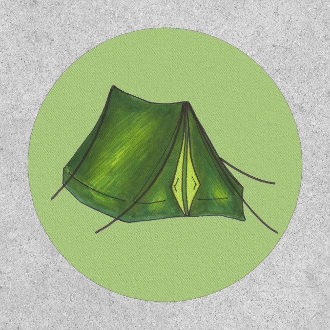 Pitch a Tent Summer Camp Camping Hiking Green Patch (Front)