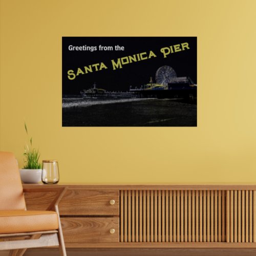 Pitch Black Neon Santa Monica Pier Your Text Poster