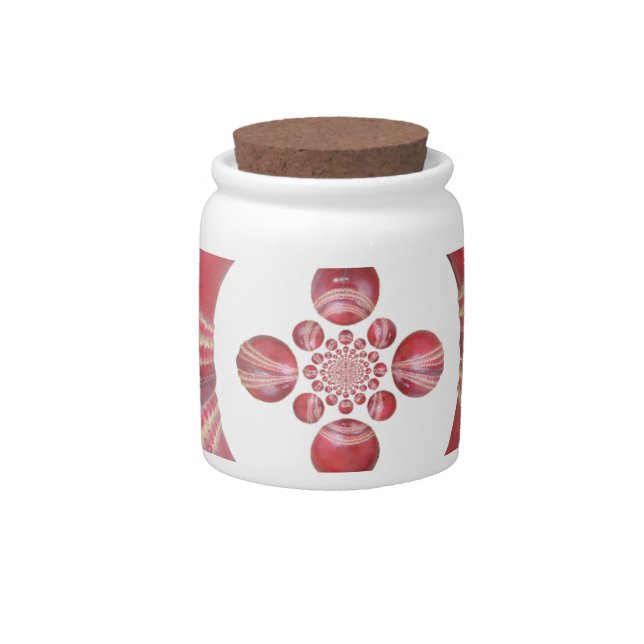 Pitch Kaleidoscope: Cricket Balls The Game's Heart Candy Jar (Front)