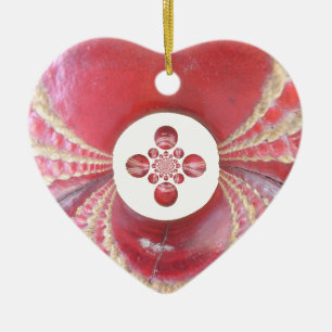 Pitch Kaleidoscope: Cricket Balls The Game's Heart Ceramic Ornament