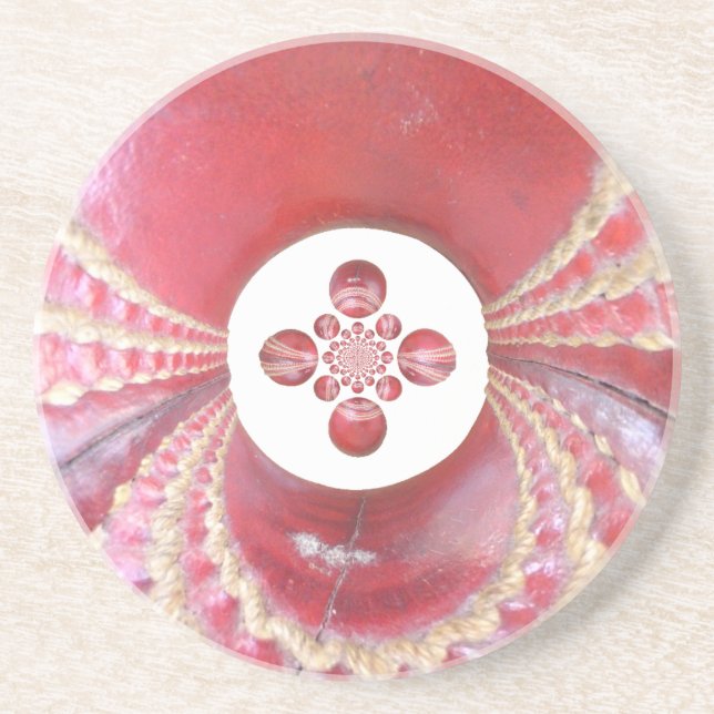 Pitch Kaleidoscope: Cricket Balls The Game's Heart Drink Coaster (Front)