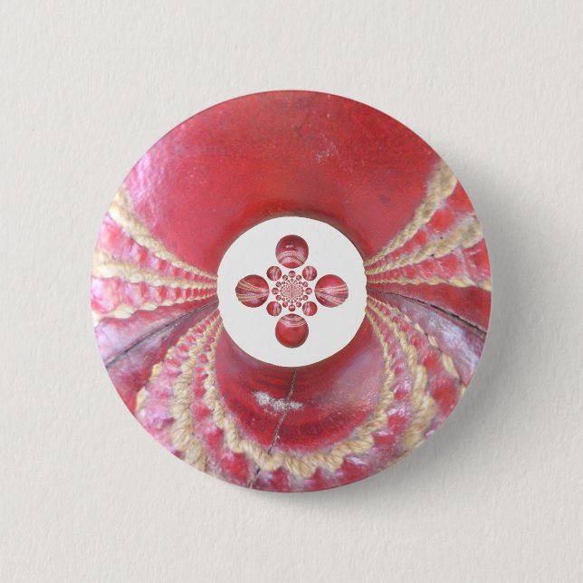 Pitch Kaleidoscope: Cricket Balls The Game's Heart Pinback Button (Front)