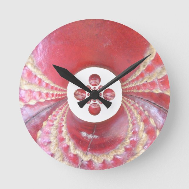 Pitch Kaleidoscope: Cricket Balls The Game's Heart Round Clock (Front)