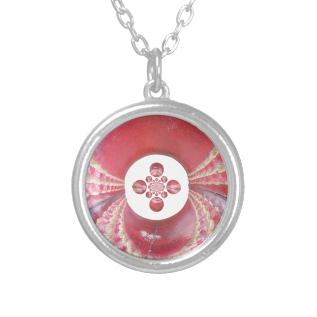 Pitch Kaleidoscope: Cricket Balls The Game's Heart Silver Plated Necklace (Front)