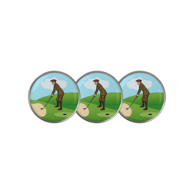 Pitch Shot by Panic-stricken Duffer Golf Ball Marker (3 Up)