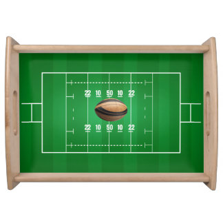 Pitch-Side Rugby Wood Serving Tray